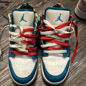 Jordan Blue and White High-Top Sneakers
